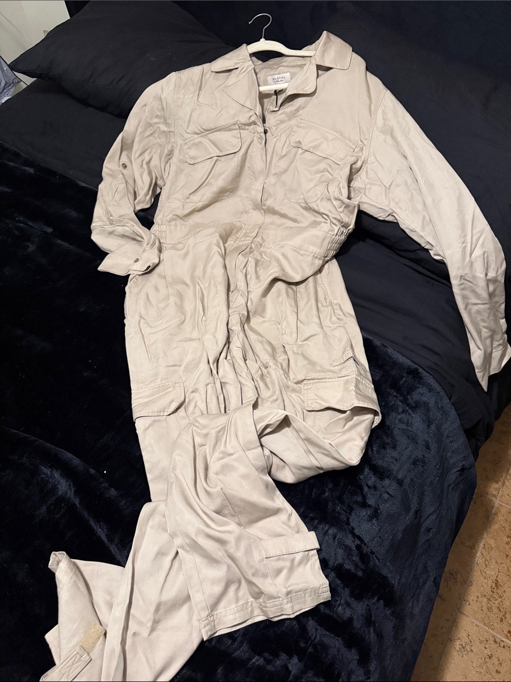 Martha Stewart Beige Utility Jumpsuit
